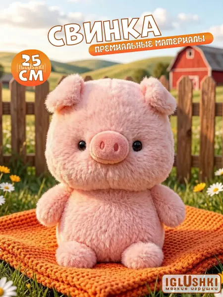 IGLUSHKI Мягкая игрушка свинка плюшевая
