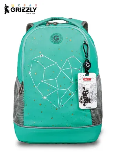Рюкзак школьный GRIZZLY с карманом для ноутбука 13", жесткой спинкой, двумя отделениями, для девочки, RG-663-6