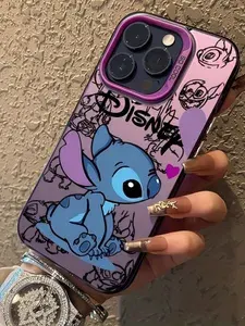 Чехол на Айфон 13 Про / iPhone 13 Pro Фиолетовый с Стич Аниме силиконовый ударопрочный