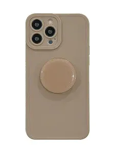 Чехол для iPhone (Айфон) 13 pro, коричневый, поп сокет