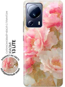 Силиконовый чехол на Xiaomi 13 Lite с принтом "Благородство цветущей нежности"