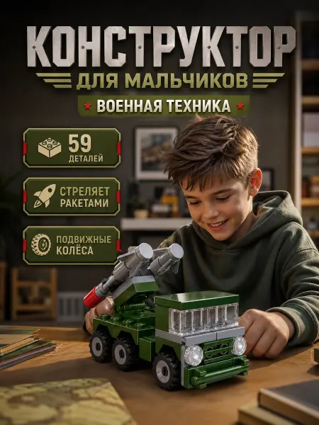 Город мастеров Конструктор танк военная техника для мальчиков блочный