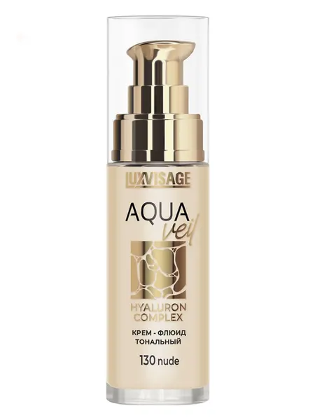 Тональный крем для лица LUXVISAGE AQUA veil HYALURON COMPLEX Флюид тон 130 Nude