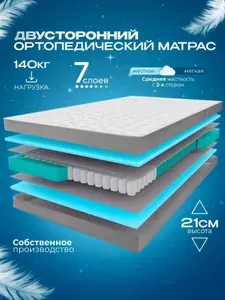 Ортопедический пружинный матрас VITAFLEX Anatomic K Sk 130х195 см, ППУ, двусторонний, средней жесткости, в рулоне