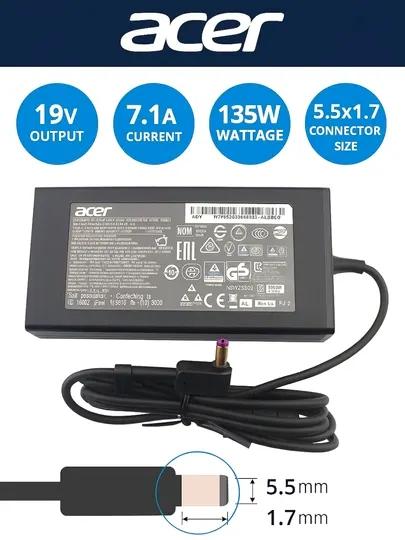 Блок питания для ноутбуков Acer 19V7.1A 135W размер наконечника 5.5х1.7мм