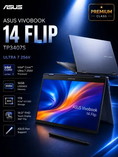 Ноутбук ASUS Vivobook 14 Flip TP3407S Intel Core Ultra 7 256V 16GB 1TB SSD OLED Touch