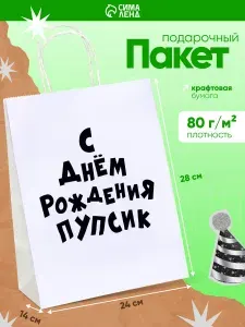 Пакет подарочный с приколом, "С Днём Рождения!" 28 х 24 х 14 см