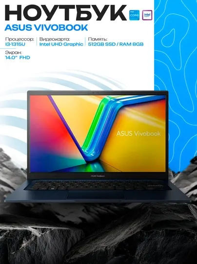 ASUS VivoBook 14 X1404V noutbuk — i3-1315U, 8GB, 512GB SSD, 14" FHD
