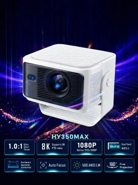 Умный смарт проектор HY350 Max Android 14, Full HD,Bluetooth