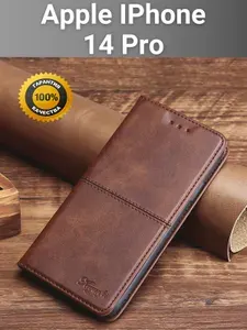 Чехол книжка elitcase на Apple IPhone 14 Pro / Айфон 14 Про (Тёмно-коричневая)