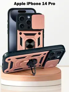 Чехол для Apple iPhone 14 Pro, с кольцом подставкой, защита камеры, розовый