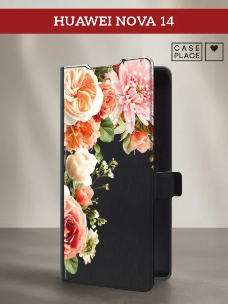 Case Place Чехол-книжка на Huawei Nova 14 с цветочками