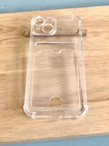 Чехол для iPhone 14 / Чехол на Айфон 14 Premium, НЕ желтеет, НЕ темнеет, НЕ выцветает, с карманом для карты, защита камеры, прозрачный, плотный противоударный