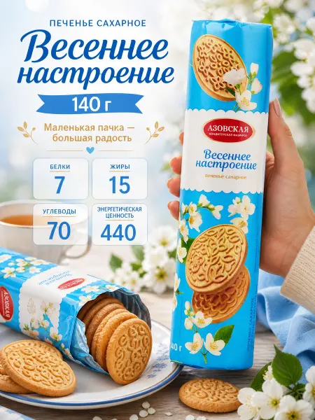 Печенье сахарное «Весеннее настроение» 140 г