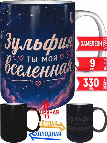 Grand cadeaux Кружка Зульфия ты моя вселенная - хамелеон