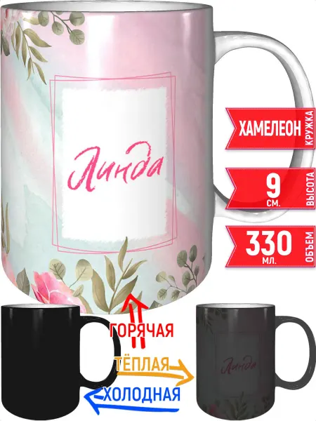Grand cadeaux Кружка именная Линда - хамелеон