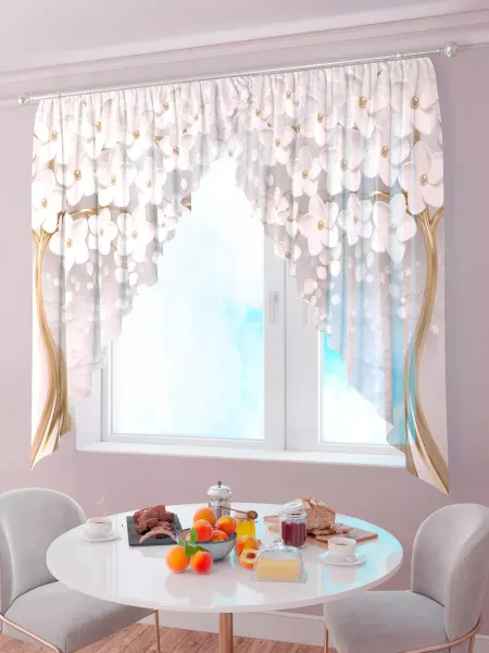 Apollone Home Фотошторы короткие для кухни 2 шт. 140х165 комплект