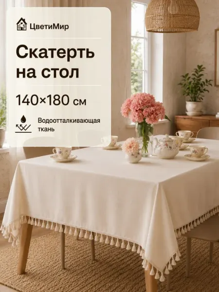 Скатерть тканевая 140х180 см на стол прямоугольная