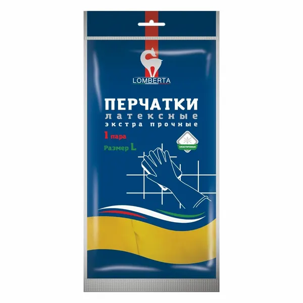 Lomberta Перчатки латексные, размер M, экстра прочные, с хлопковым напылением