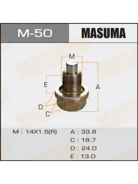 MASUMA Болт маслосливной С МАГНИТОМ (с шайбой) Mazda 14х1.5mm