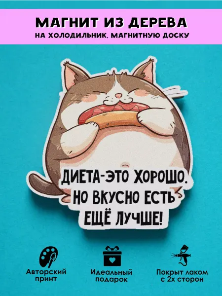 MR.ZNACHKOFF Магнит на холодильник прикольный Диета это хорошо