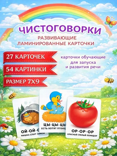 Карточки для малышей развивающие "Чистоговорки"