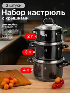 Набор кастрюль с крышками из нержавеющей стали