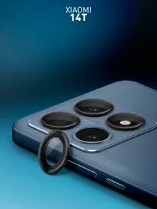 Стекло на камеру для Xiaomi 14T (Сяоми 14Т), прозрачное с чёрным ободком, ROSCO