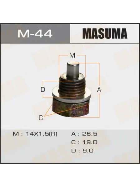 MASUMA Болт маслосливной С МАГНИТОМ (с шайбой) Mazda 14x1.5 mm