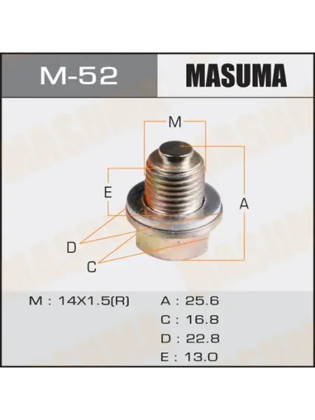 MASUMA Болт маслосливной с магнитом (с шайбой) MITSUBISHI 14x1.5mm