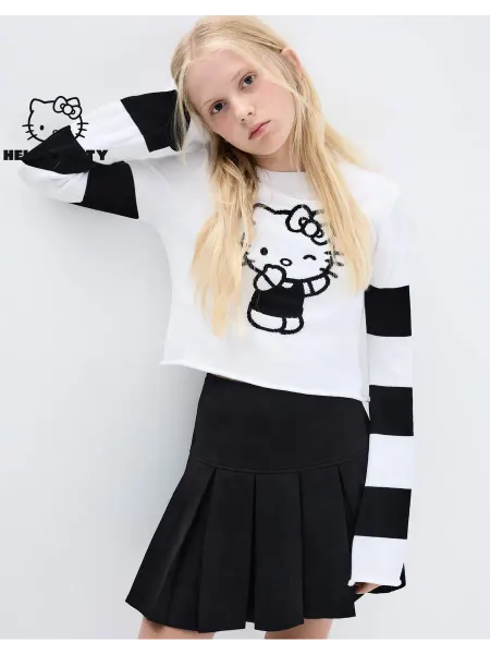 Gloria jeans Белый укороченный джемпер с принтом Hello Kitty