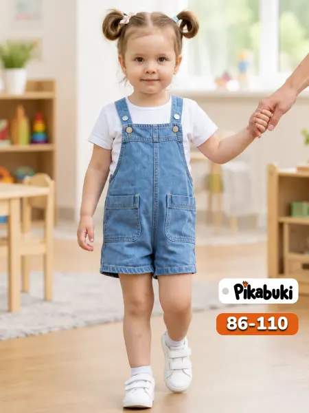 PIKABUKI Комбинезон джинсовый летний с шортами