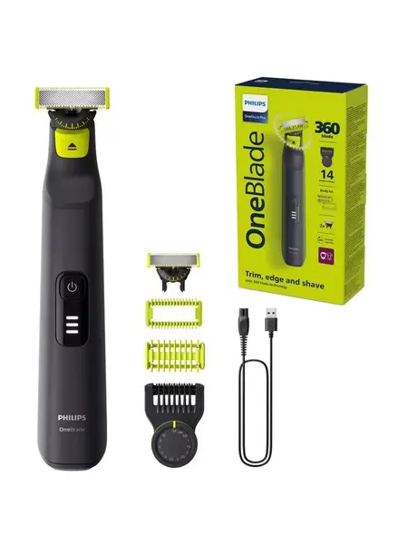 Триммер Philips OneBlade Pro 360 QP6542/15: для лица и тела, 90 мин работы, LED дисплей
