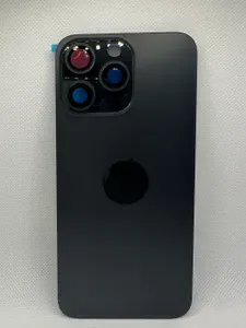 Задняя крышка для Iphone 15 Pro Max (A3106) в сборе со стеклом камеры Черный (стекло, монолит, MagSafe, логотип) - Премиум