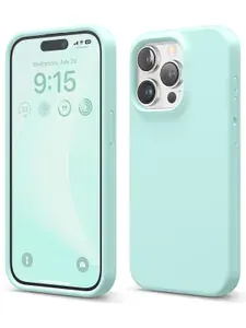 Чехол Elago Soft silicone на Apple iPhone 15 Pro Max / для Айфон 15 Про Макс силиконовый с покрытием Soft-touch, защитой камеры, бирюзовый