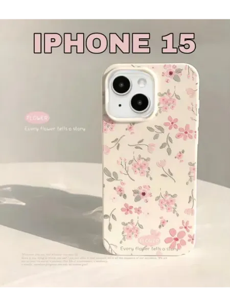 CASE HOUSE Чехол на iPhone 15 белый с цветами