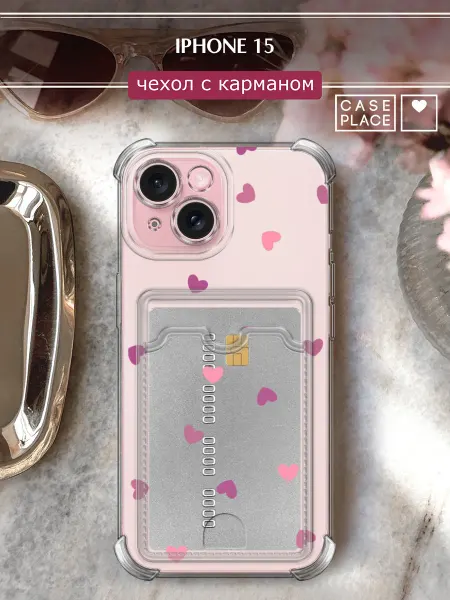 Case Place Чехол на iPhone 15 с картхолдером новогодний