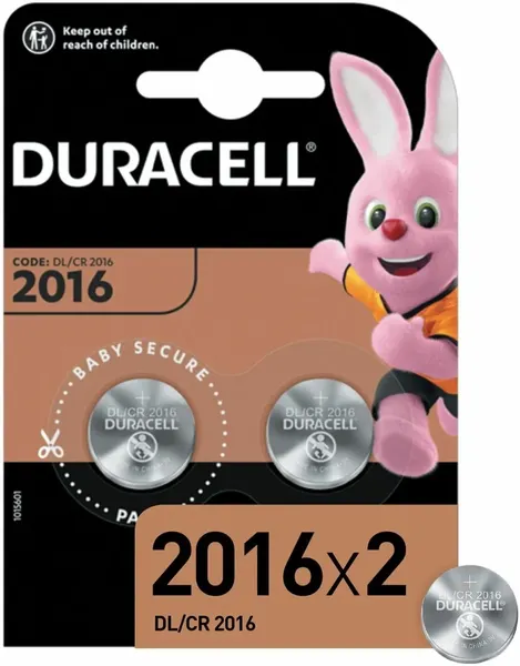 Батарейка DURACELL Lithium CR2016 BL2 (2) шт. в блистере, литиевая