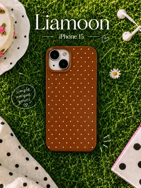 Liamoon Чехол на iPhone 15 с принтом в горошек