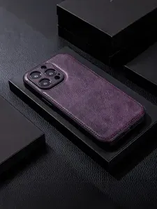 Чехол на Айфон 15 Про Макс ( iPhone 15 Pro Max ) фиолетовый, кожаный