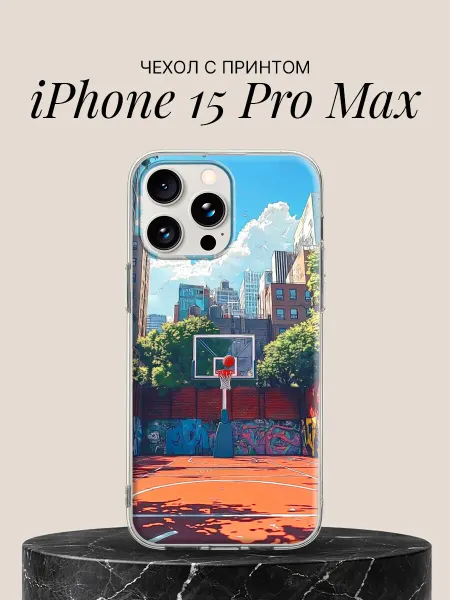 ПиктурКейс Чехол на iPhone 15 Pro Max с принтом Городской баскетбол