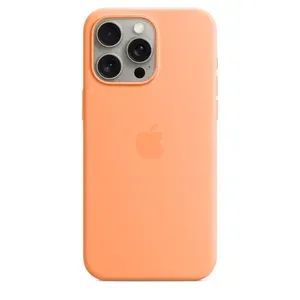 Силиконовый чехол для iPhone 15 Pro Max Оранжевый, soft-touch чехол на айфон 15 про макс с защитой камеры