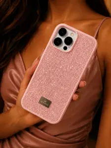Чехол на айфон 15 Про Макс со стразами Swarovski, блестящий чехол для iPhone 15 Pro Max, женский, розовый, защита камеры