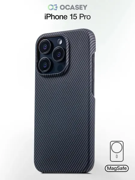 Чехол О'Кейси для iPhone 15 Pro, карбон, черный, ультратонкий