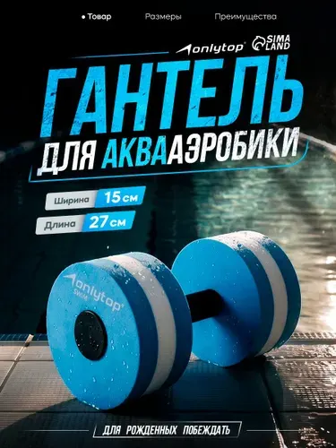 Гантель для аквааэробики ONLYTOP , размер 27 х 15 см