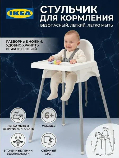 Икеа Стульчик для кормления IKEA ANTILOP со столиком