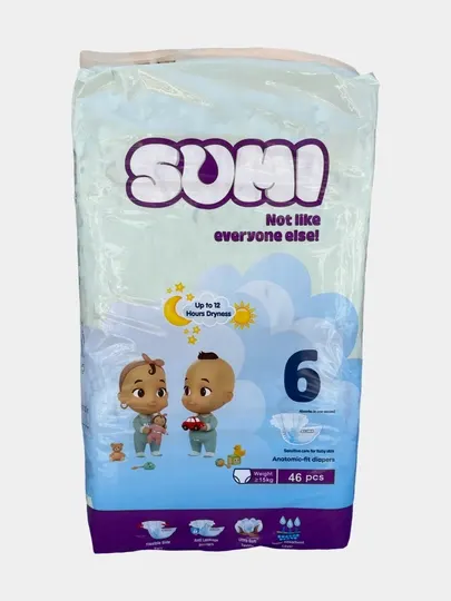 Подгузники Sumi для детей, 6 размер, 46 штук, 15+кг
