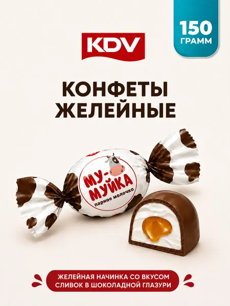 KDV Конфета Му-муйка парное молочко 150 г