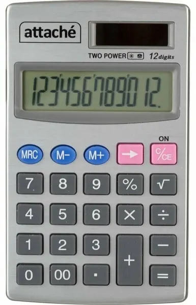 Attache Калькулятор карманный ATC-333-12P 12-ти разрядный серебристый