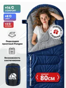 Спальный мешок RSP Sleep 150 RipStop (синий, молния справа)